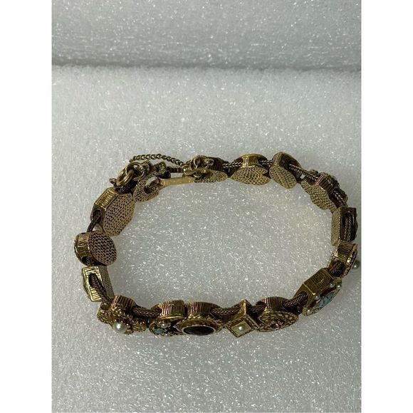 Vintage Gold Tone Slide Charm Bracelet 7.25” Long - Picture 2 of 8